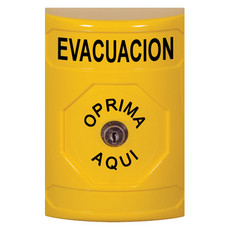 SS2200EV-ES STI Yellow No Cover Key-to-Reset Stopper Station with EVACUATION Label Spanish