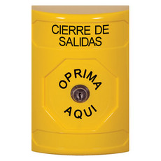 SS2200LD-ES STI Yellow No Cover Key-to-Reset Stopper Station with LOCKDOWN Label Spanish