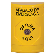 SS2200PO-ES STI Yellow No Cover Key-to-Reset Stopper Station with EMERGENCY POWER OFF Label Spanish
