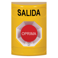 SS2201XT-ES STI Yellow No Cover Turn-to-Reset Stopper Station with EXIT Label Spanish