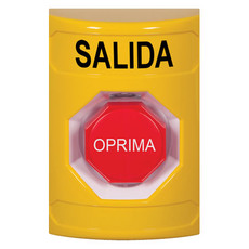 SS2202XT-ES STI Yellow No Cover Key-to-Reset (Illuminated) Stopper Station with EXIT Label Spanish