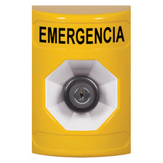 SS2203EM-ES STI Yellow No Cover Key-to-Activate Stopper Station with EMERGENCY Label Spanish