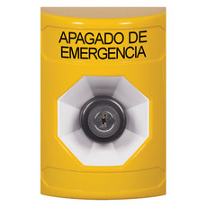 SS2203PO-ES STI Yellow No Cover Key-to-Activate Stopper Station with EMERGENCY POWER OFF Label Spanish