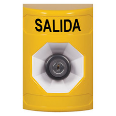 SS2203XT-ES STI Yellow No Cover Key-to-Activate Stopper Station with EXIT Label Spanish