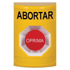 SS2204AB-ES STI Yellow No Cover Momentary Stopper Station with ABORT Label Spanish