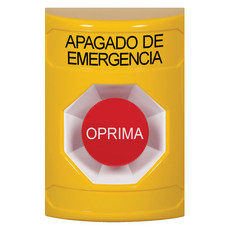 SS2204PO-ES STI Yellow No Cover Momentary Stopper Station with EMERGENCY POWER OFF Label Spanish