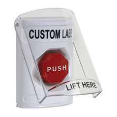 SS2328ZA-EN STI White Indoor Only Flush or Surface Pneumatic (Illuminated) Stopper Station with Non-Returnable Custom Text Label English
