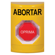SS2205AB-ES STI Yellow No Cover Momentary (Illuminated) Stopper Station with ABORT Label Spanish