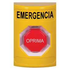 SS2205EM-ES STI Yellow No Cover Momentary (Illuminated) Stopper Station with EMERGENCY Label Spanish