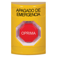 SS2205PO-ES STI Yellow No Cover Momentary (Illuminated) Stopper Station with EMERGENCY POWER OFF Label Spanish
