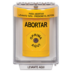 SS2230AB-ES STI Yellow Indoor/Outdoor Flush Key-to-Reset Stopper Station with ABORT Label Spanish