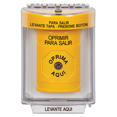 SS2230PX-ES STI Yellow Indoor/Outdoor Flush Key-to-Reset Stopper Station with PUSH TO EXIT Label Spanish
