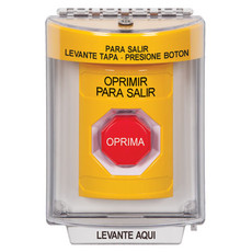 SS2232PX-ES STI Yellow Indoor/Outdoor Flush Key-to-Reset (Illuminated) Stopper Station with PUSH TO EXIT Label Spanish