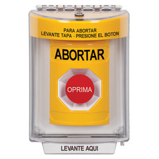 SS2234AB-ES STI Yellow Indoor/Outdoor Flush Momentary Stopper Station with ABORT Label Spanish
