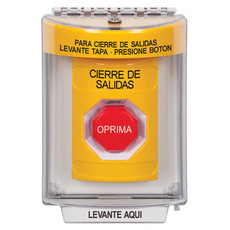 SS2235LD-ES STI Yellow Indoor/Outdoor Flush Momentary (Illuminated) Stopper Station with LOCKDOWN Label Spanish