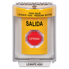 SS2239XT-ES STI Yellow Indoor/Outdoor Flush Turn-to-Reset (Illuminated) Stopper Station with EXIT Label Spanish
