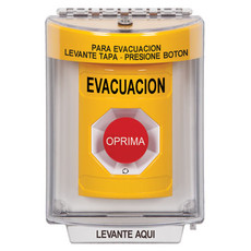 SS2241EV-ES STI Yellow Indoor/Outdoor Flush w/ Horn Turn-to-Reset Stopper Station with EVACUATION Label Spanish