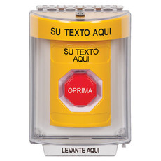 SS2242ZA-ES STI Yellow Indoor/Outdoor Flush w/ Horn Key-to-Reset (Illuminated) Stopper Station with Non-Returnable Custom Text Label Spanish
