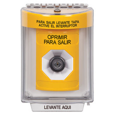 SS2243PX-ES STI Yellow Indoor/Outdoor Flush w/ Horn Key-to-Activate Stopper Station with PUSH TO EXIT Label Spanish