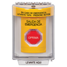 SS2248EX-ES STI Yellow Indoor/Outdoor Flush w/ Horn Pneumatic (Illuminated) Stopper Station with EMERGENCY EXIT Label Spanish