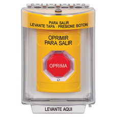 SS2249PX-ES STI Yellow Indoor/Outdoor Flush w/ Horn Turn-to-Reset (Illuminated) Stopper Station with PUSH TO EXIT Label Spanish