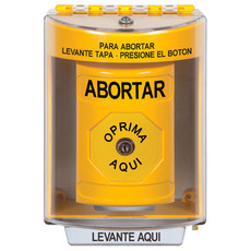 SS2270AB-ES STI Yellow Indoor/Outdoor Surface Key-to-Reset Stopper Station with ABORT Label Spanish