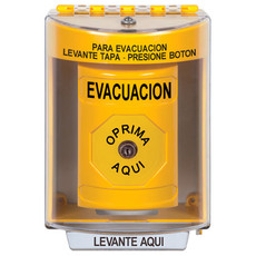 SS2270EV-ES STI Yellow Indoor/Outdoor Surface Key-to-Reset Stopper Station with EVACUATION Label Spanish