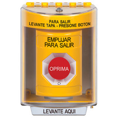 SS2271PX-ES STI Yellow Indoor/Outdoor Surface Turn-to-Reset Stopper Station with PUSH TO EXIT Label Spanish