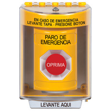 SS2274ES-ES STI Yellow Indoor/Outdoor Surface Momentary Stopper Station with EMERGENCY STOP Label Spanish