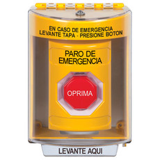 SS2275ES-ES STI Yellow Indoor/Outdoor Surface Momentary (Illuminated) Stopper Station with EMERGENCY STOP Label Spanish