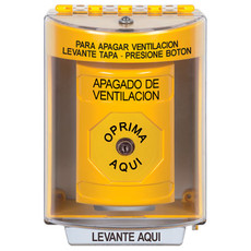 SS2280HV-ES STI Yellow Indoor/Outdoor Surface w/ Horn Key-to-Reset Stopper Station with HVAC SHUT DOWN Label Spanish