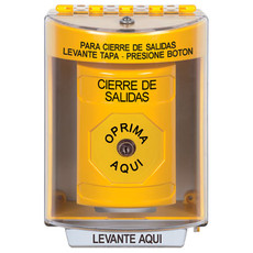 SS2280LD-ES STI Yellow Indoor/Outdoor Surface w/ Horn Key-to-Reset Stopper Station with LOCKDOWN Label Spanish