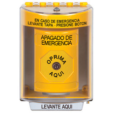 SS2280PO-ES STI Yellow Indoor/Outdoor Surface w/ Horn Key-to-Reset Stopper Station with EMERGENCY POWER OFF Label Spanish