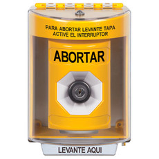 SS2283AB-ES STI Yellow Indoor/Outdoor Surface w/ Horn Key-to-Activate Stopper Station with ABORT Label Spanish