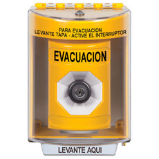 SS2283EV-ES STI Yellow Indoor/Outdoor Surface w/ Horn Key-to-Activate Stopper Station with EVACUATION Label Spanish