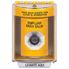 SS2283PX-ES STI Yellow Indoor/Outdoor Surface w/ Horn Key-to-Activate Stopper Station with PUSH TO EXIT Label Spanish
