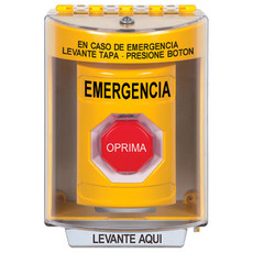 SS2285EM-ES STI Yellow Indoor/Outdoor Surface w/ Horn Momentary (Illuminated) Stopper Station with EMERGENCY Label Spanish