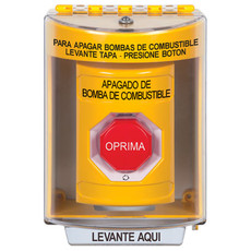 SS2289PS-ES STI Yellow Indoor/Outdoor Surface w/ Horn Turn-to-Reset (Illuminated) Stopper Station with FUEL PUMP SHUT DOWN Label Spanish