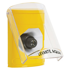 SS22A3NT-ES STI Yellow Indoor Only Flush or Surface w/ Horn Key-to-Activate Stopper Station with No Text Label Spanish