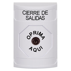 SS2300LD-ES STI White No Cover Key-to-Reset Stopper Station with LOCKDOWN Label Spanish
