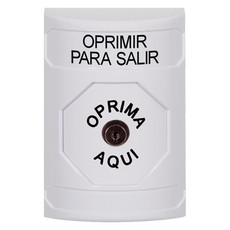 SS2300PX-ES STI White No Cover Key-to-Reset Stopper Station with PUSH TO EXIT Label Spanish