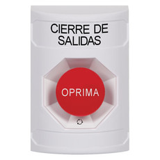 SS2301LD-ES STI White No Cover Turn-to-Reset Stopper Station with LOCKDOWN Label Spanish
