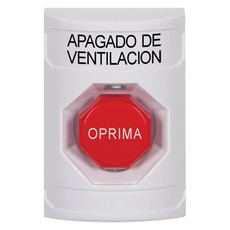 SS2302HV-ES STI White No Cover Key-to-Reset (Illuminated) Stopper Station with HVAC SHUT DOWN Label Spanish
