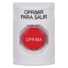 SS2302PX-ES STI White No Cover Key-to-Reset (Illuminated) Stopper Station with PUSH TO EXIT Label Spanish