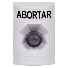 SS2303AB-ES STI White No Cover Key-to-Activate Stopper Station with ABORT Label Spanish