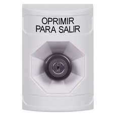 SS2303PX-ES STI White No Cover Key-to-Activate Stopper Station with PUSH TO EXIT Label Spanish