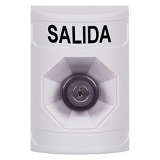 SS2303XT-ES STI White No Cover Key-to-Activate Stopper Station with EXIT Label Spanish