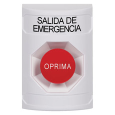 SS2304EX-ES STI White No Cover Momentary Stopper Station with EMERGENCY EXIT Label Spanish