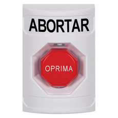 SS2305AB-ES STI White No Cover Momentary (Illuminated) Stopper Station with ABORT Label Spanish