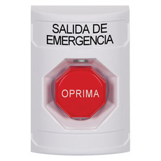 SS2305EX-ES STI White No Cover Momentary (Illuminated) Stopper Station with EMERGENCY EXIT Label Spanish